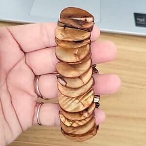 Beautiful Copper Colored Seashell Bracelet Elastic Approx. 3" Diameter